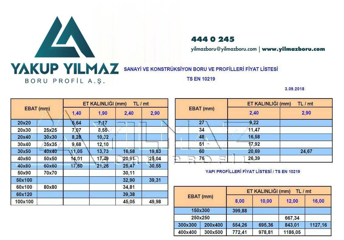 YilmazBoruProfil_fiyatlar