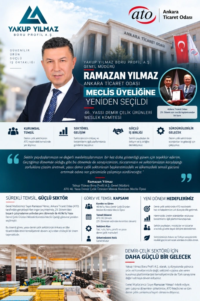 Yakup Yılmaz Boru Profil A.Ş. Genel Müdürü Ramazan Yılmaz ATO Meclis Üyeliğine Yeniden Seçildi